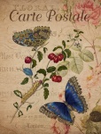 Vintage Butterfly Floral Postcard