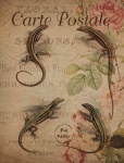 Vintage Reptile Floral Postcard