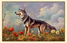 Vintage Wolf Art Poster