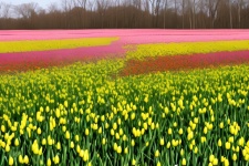 Yellow And Pink Flower Field