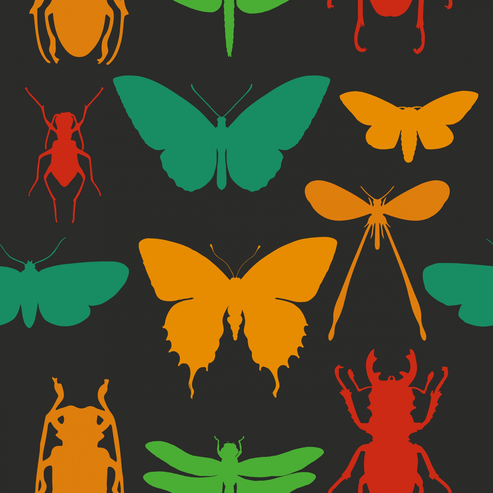 Butterflies Bugs Pattern Wallpaper