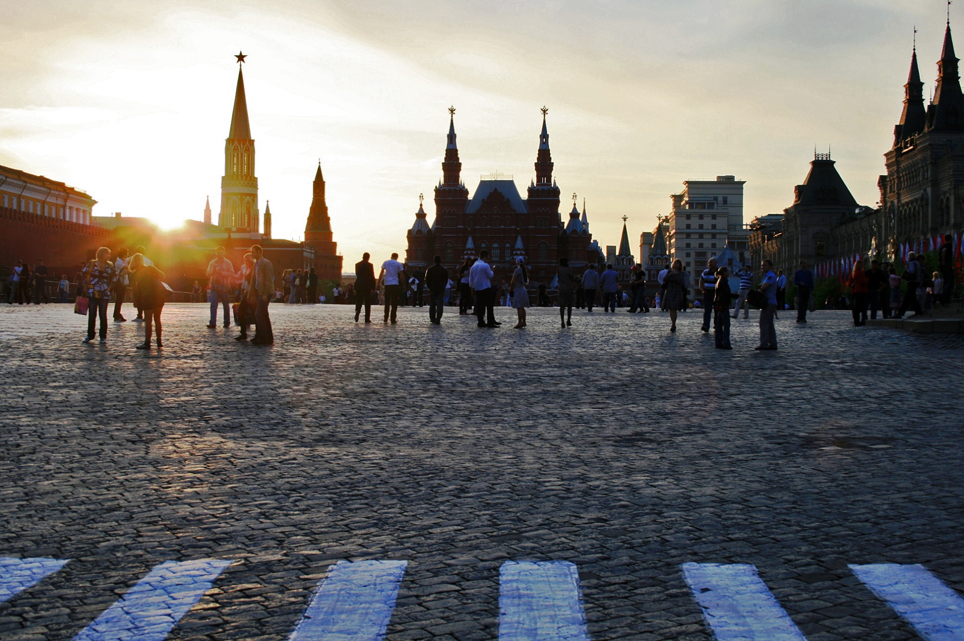 Pedestrian Crossing On Red Square