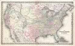 1855 Colton Map Of The United State
