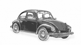 Car, Volkswagen Beetle, Drawing