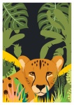 Cheetah Jungle Leaves Illustration