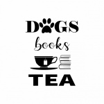 Dogs Books Tea Calligraphy Sign