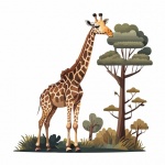 Giraffe And Trees