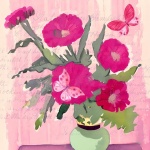Vintage Pink Floral Digital Art