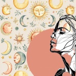 Abstract Woman Sun Moon Boho