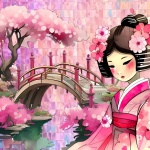 Japanese Garden Girl Character