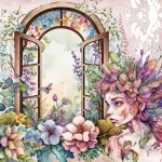 Fairy Window Pink Fantasy Art