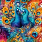 Peacock In Love Illustration