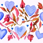 Watercolor Heart And Leaves Paper