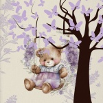 Lavender Tree Bear On A Swing