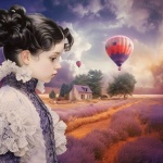 Vintage Girl Lavender Fields