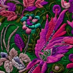 Embroidered Crewel Art Fabric
