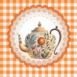 Orange Floral Vintage Teapot