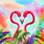 Watercolor Tropical Flamingo