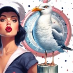 Pinup Girl And Gull