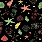 Seahorse Shells Background Pattern