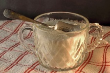 Sugar In Vintage Glass Sugar Pot
