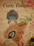 Vintage Floral Postcard Woman