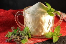 White Sugar In A Vintage Glass Pot