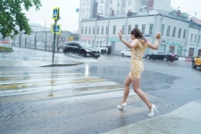Woman, Umbrella, Summer Rain, Rainy