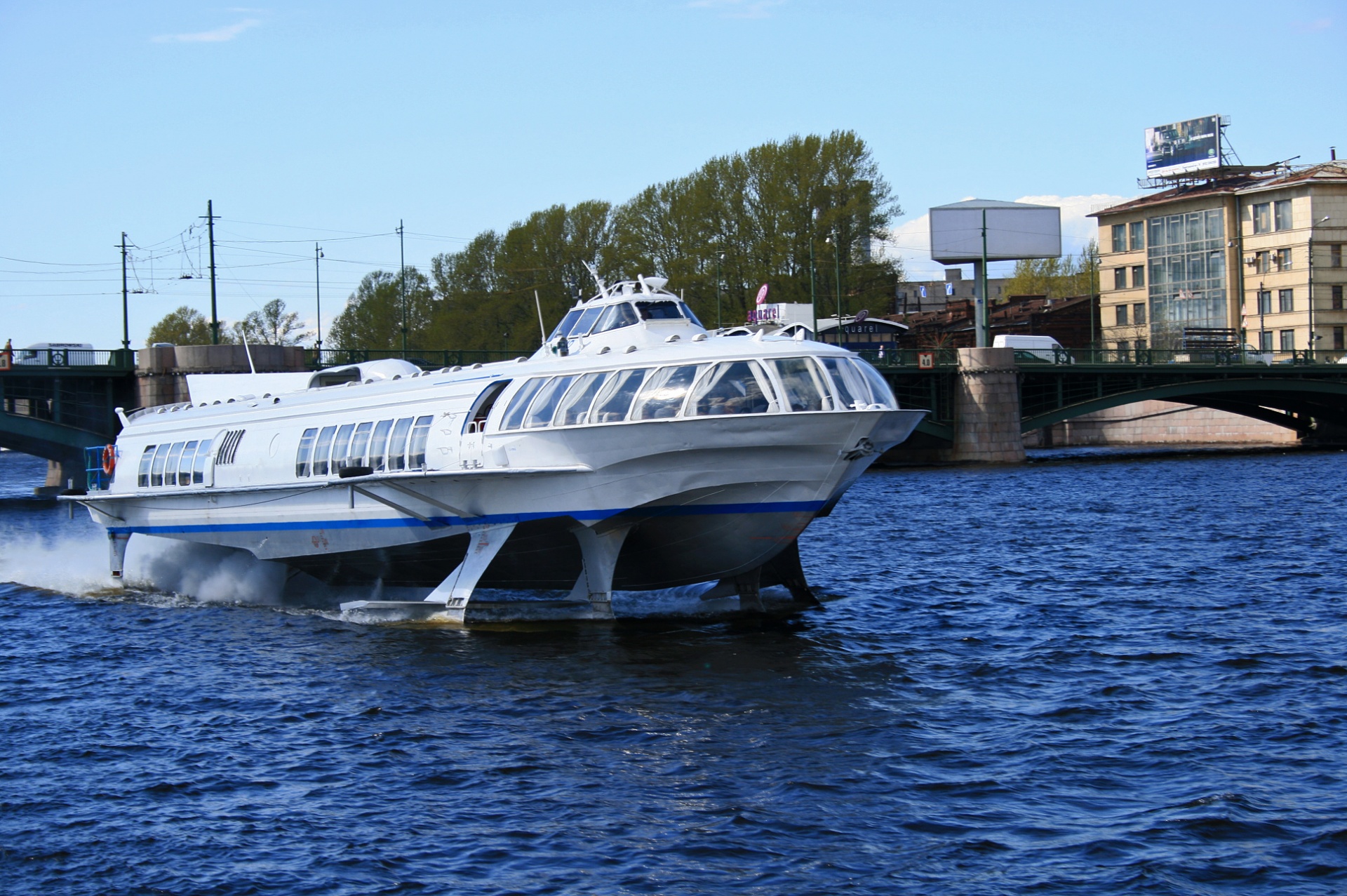 hydrofoil on the neva river in saint petersburg, russia