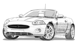 Car, Jaguar, Convertible, Drawing