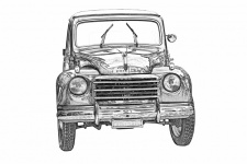 Car, Oldtimer, Fiat, Drawing