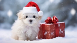 Christmas Puppy In Snow