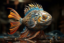 Colorful Surreal Steampunk Fish