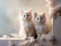 White Contrasts Of Two Kittens