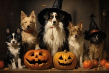 Dogs And Pumpkins For Halloween