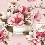 Floral Teacup Seamless Background