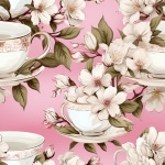 Floral Teacup Vintage Pattern