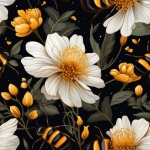 Flowers And Bees Pattern Seamless