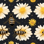 Flowers And Bees Pattern Seamless