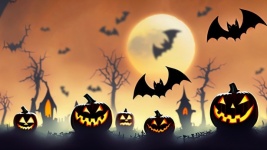 Halloween Pumpkins And Bats