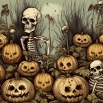 Halloween Pumpkins And Skeletons