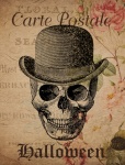 Halloween Vintage Skull Postcard