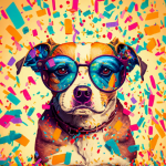 Dog, Glasses, Party, Confetti