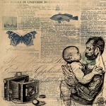 Vintage Newsprint Father Baby