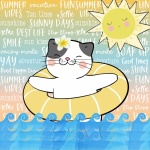 Summertime Cat In Ocean