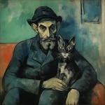 Contemporary Art Man With Cat