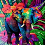 Colorful Elephant Tropical Jungle