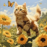 Cat Chasing Butterflies