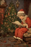 Vintage Christmas Child Reading