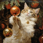 Christmas Cat And Baubles